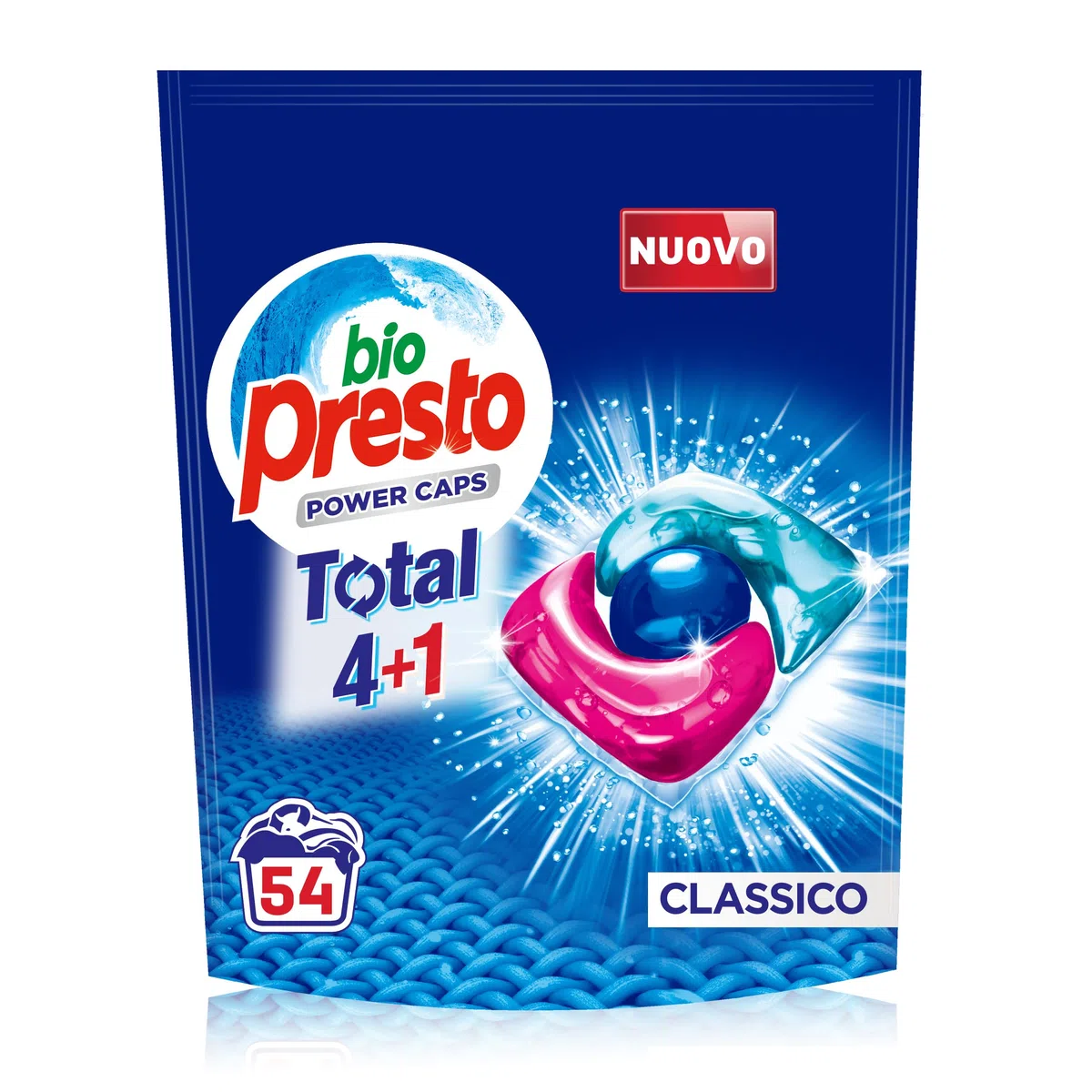 Bio Presto Power Caps Classico, Detersivo Lavatrice Predosato in Capsule, Confezione da 108 Lavaggi