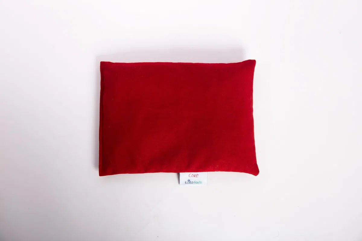 IL CIELO FIORITO Cuscino Termico con Noccioli di Ciliegia, Riscaldabile in Microonde, Cotone 100%, 30x22 cm, 650g, Linea Classica CORE (Rosso)