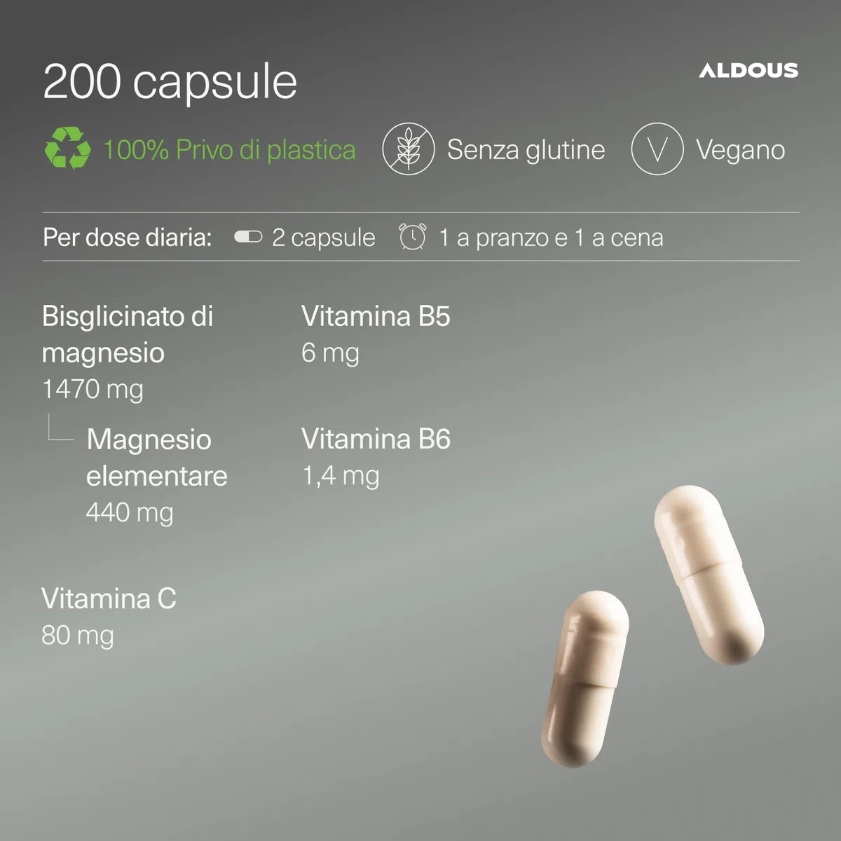 Magnesio Bisglicinato – 200 Capsule – Vitamina C, B6, B5 – Magnesio Altamente Biodisponibile – Vitamine per la Stanchezza e l’Affaticamento – Ossa e Articolazioni, Muscoli – Magnesio Glicinato
