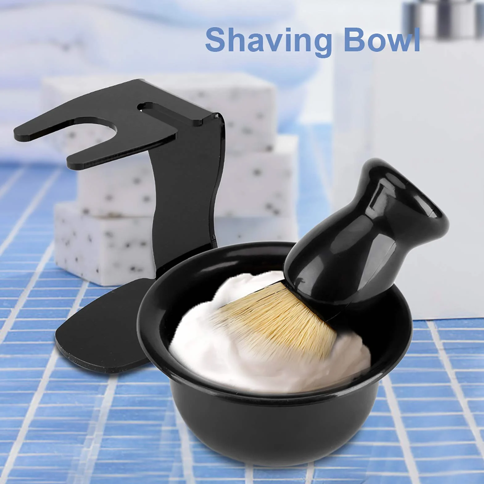 Set di Ciotole Porta Pennelli da Barba da Uomo Professionali da 3 Pezzi, Set da Barba da Uomo in Nylon Nero Importato Set di Ciotole Porta Pennelli da Barba da Uomo Professionali da 3 Pezzi