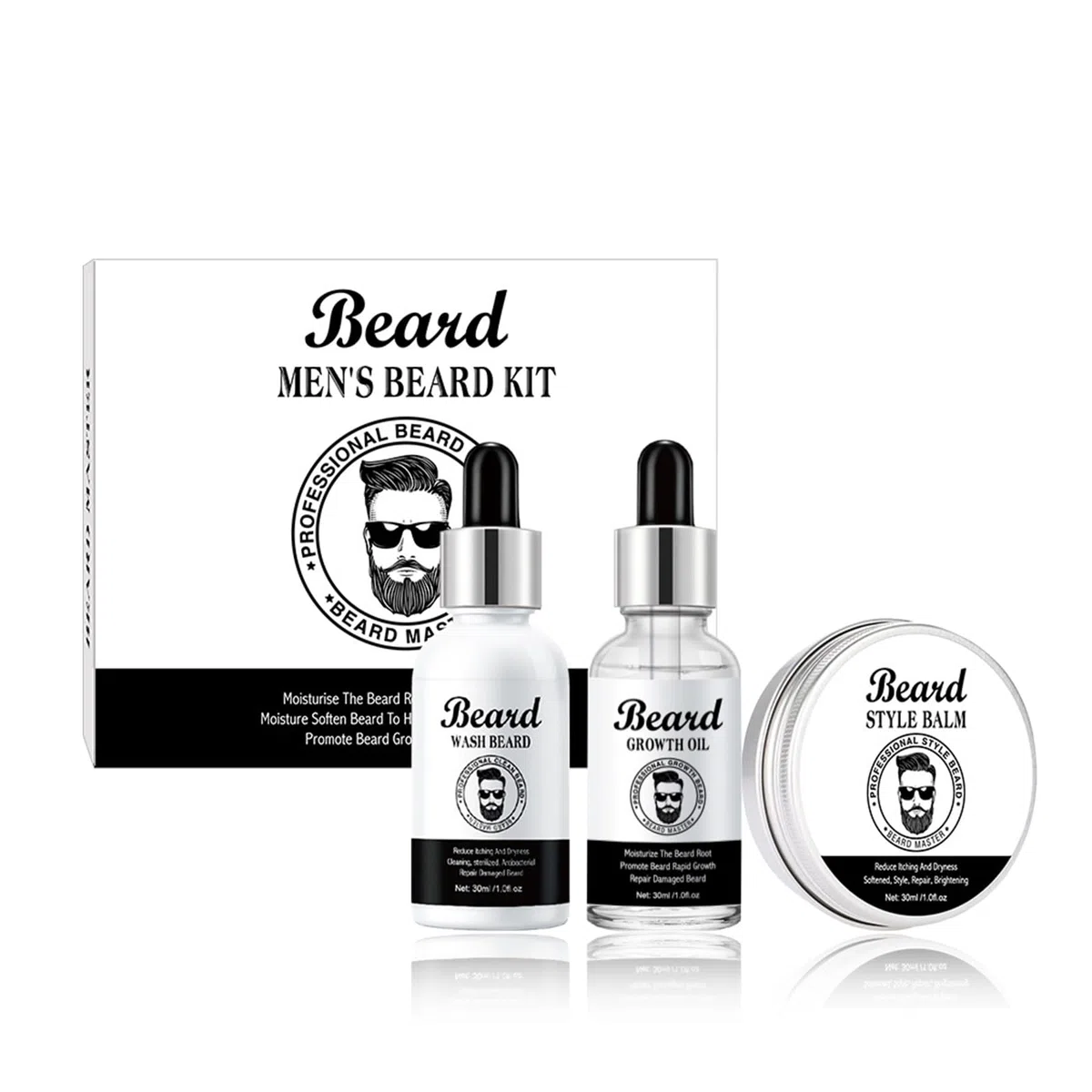 Kit Barba Uomo,Olio Barba,Shampoo Barba,Balsamo Barba,Anti-Crespo,Idratante E Modellante,Regalo Perfetto Per Uomini, Mariti O Padri