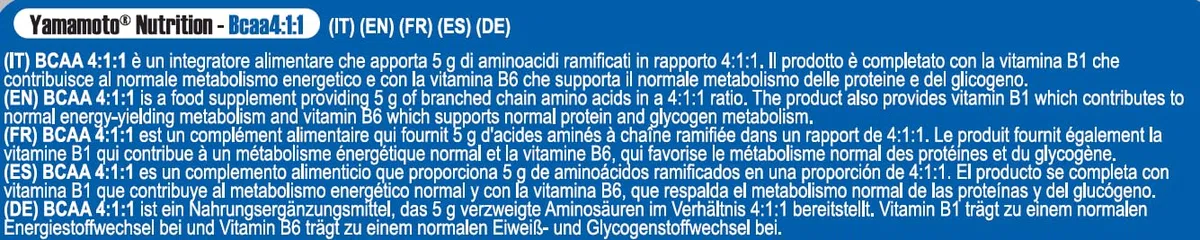 YAMAMOTO Nutrition, BCAA 4:1:1, 500 Compresse, Integratore Alimentare di Aminoacidi Ramificati con Vitamina B1 e B6, Integratore per Sportivi, 600 gr