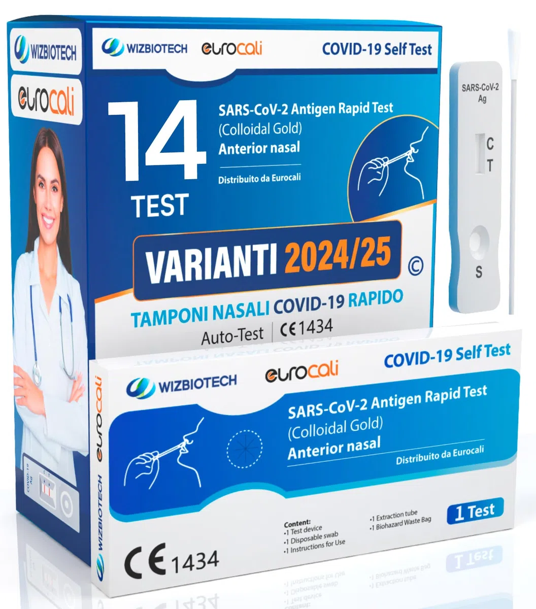 14x Tamponi COVID 19 - Test Nuove Varianti 2025 - Tamponi Rapidi Nasali Certificati per Uso Domestico, Risultato Rapido