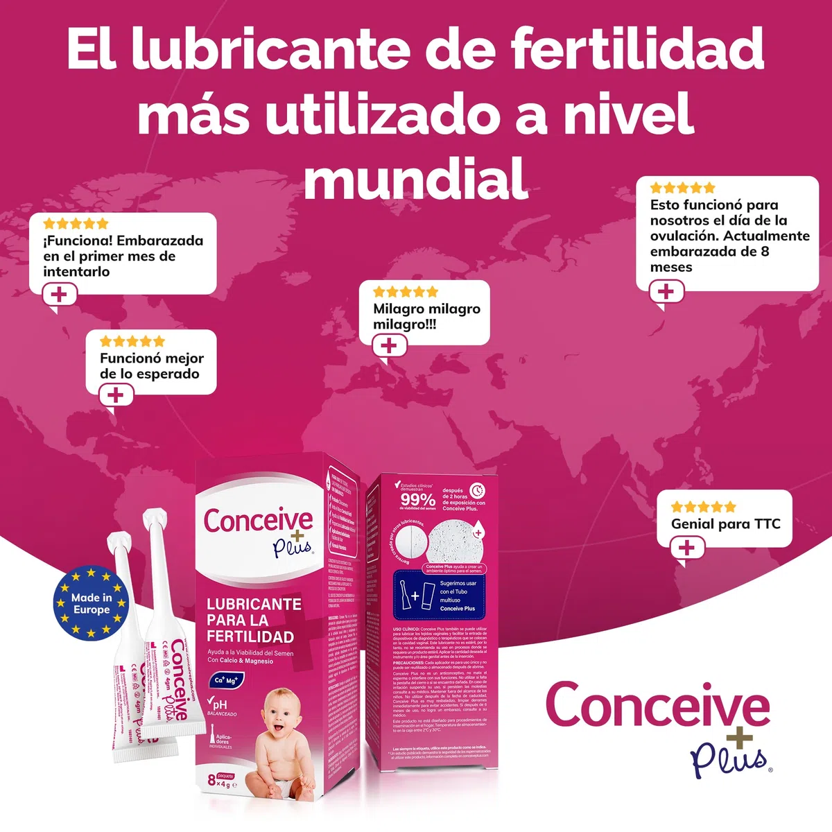 Conceive Plus Lubrificante per la fertilità, applicatori individuali, 8 x 4 g