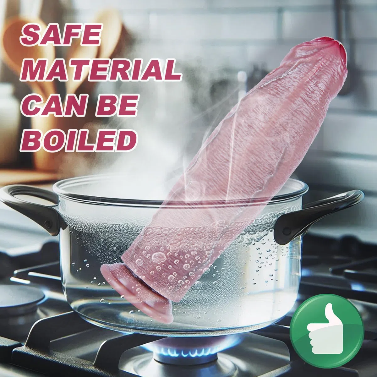 Dildo realistico non circonciso lungo 26 cm, diametro 6 cm, spesso e realistico, grande ventosa, dildo punto G extra spesso, silicone a doppia densità, giocattolo per adulti per uomini e donne esperti