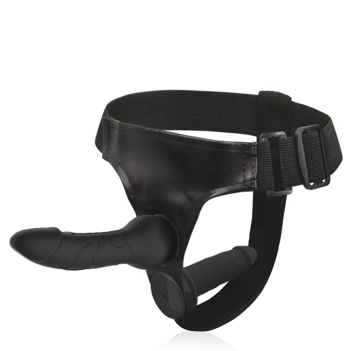 BDSMYEE Strap-on con 2 Dildo per Donna, Dildo Strapon Doppio Fallo Strapon Masturbazione SM Giocattolo Erotico Doppio per Donne Uomini (Nero)