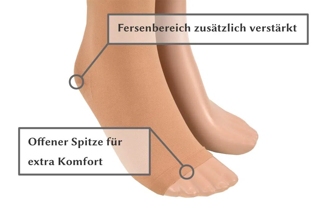 Calze Compressione Medicali Classe 2, 23-32 mmHg, Lunghe, Punta Aperta, Autoreggenti, Donna & Uomo, Calze Contenitive CCL II per Varici (158-170 cm / Small, Beige)