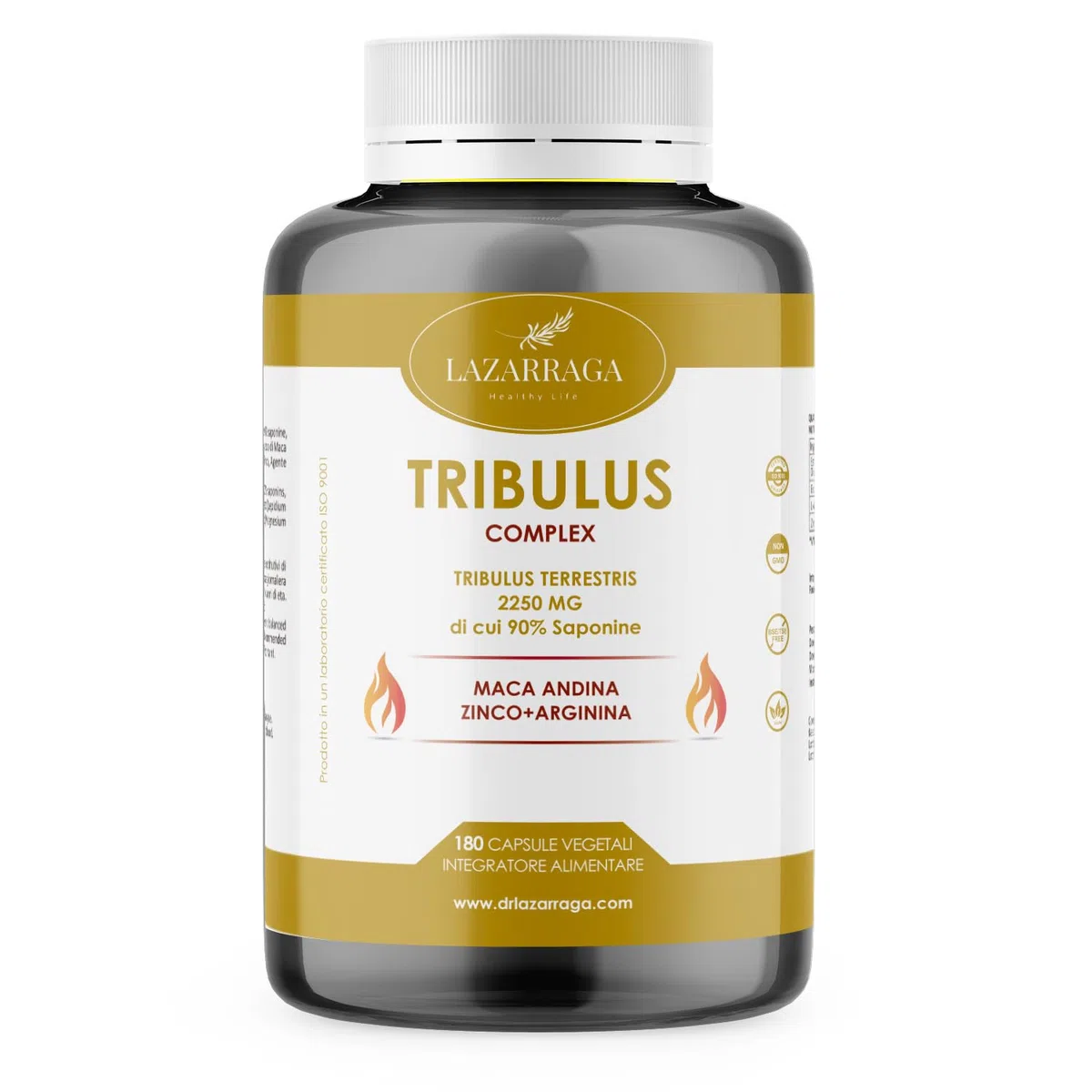 LAZARRAGA - Tribulus Terrestris 2250mg + Maca Peruviana + Arginina + Zinco integratore | 180 Capsules, Multivitaminico Uomo | Vitamine Uomo - 180 Capsule Vegane