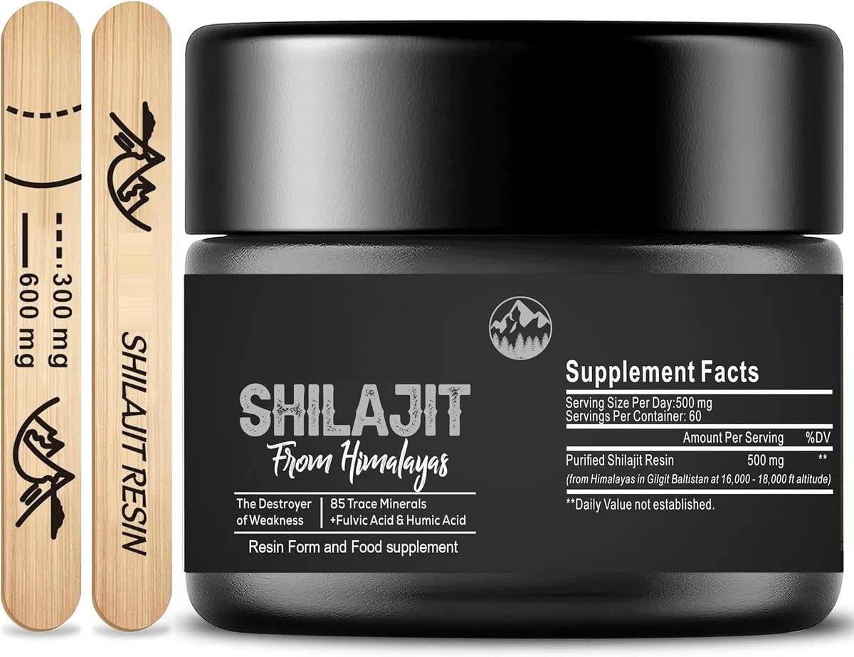 Pure Shilajit Himalayan Shilajit - 600 mg 100% naturale biologico Shilajit con 85+ tracce di minerali e acido fulvico per energia, forza e immunità, 30 grammi (1 x)