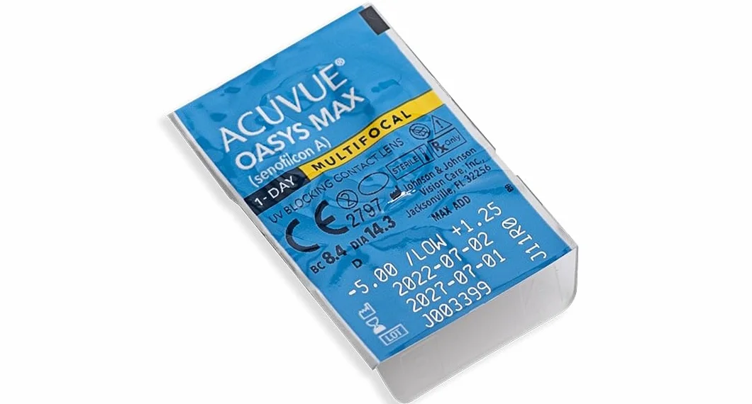 ACUVUE OASYS MAX 1-Day Multifocal; Lenti a contatto giornaliere; Visione chiara e nitida a tutte le distanze e in ogni condizione di luce;-6.00 diottrie; BC 8.4; DIA 14.30; ADD Low; 30 lenti