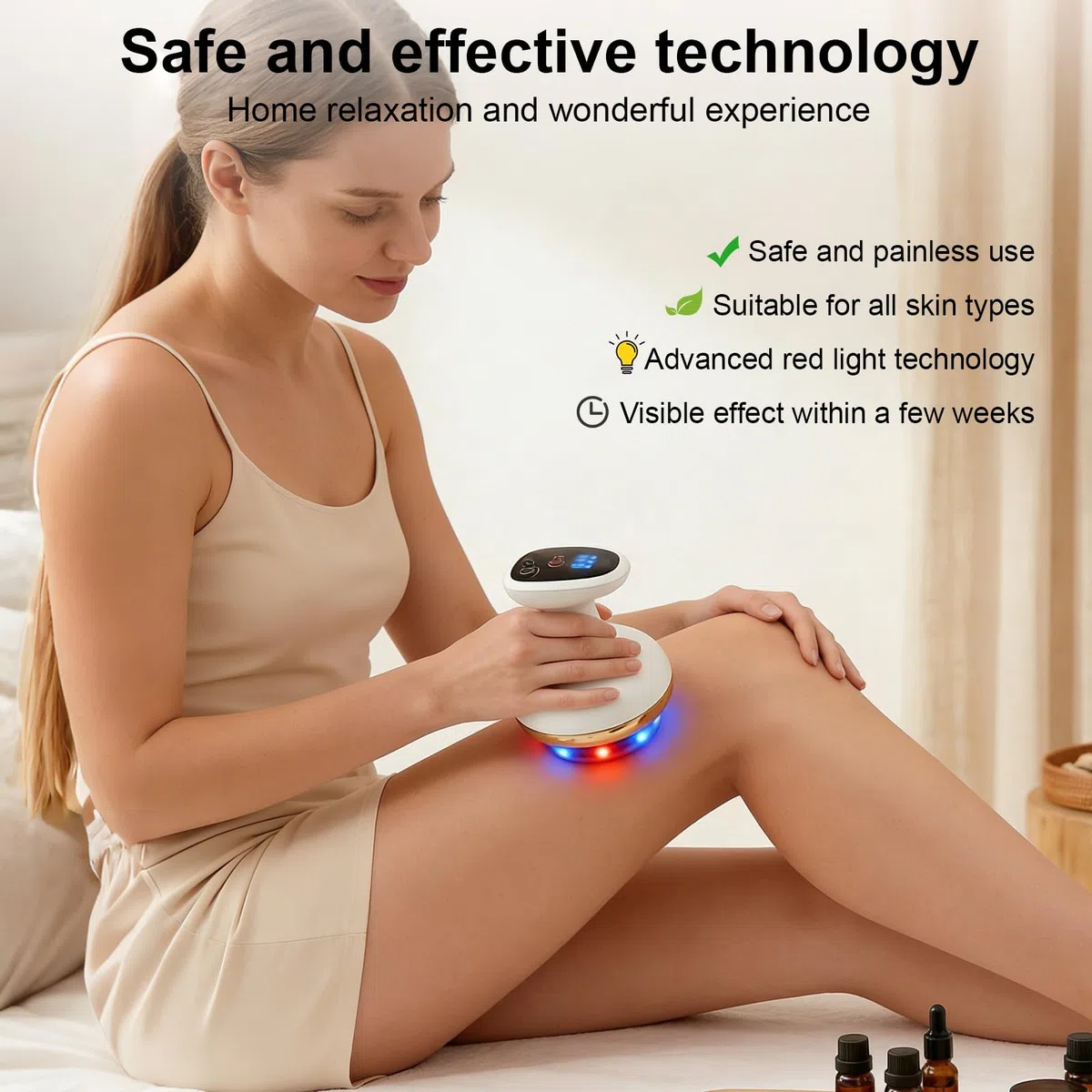 Massaggiatore elettrico 4 in 1 anti-cellulite, massaggiatore sottovuoto con funzione di calore, 9 livelli di intensità di aspirazione e riscaldamento, dispositivo Gua Sha per gambe, addome, braccia