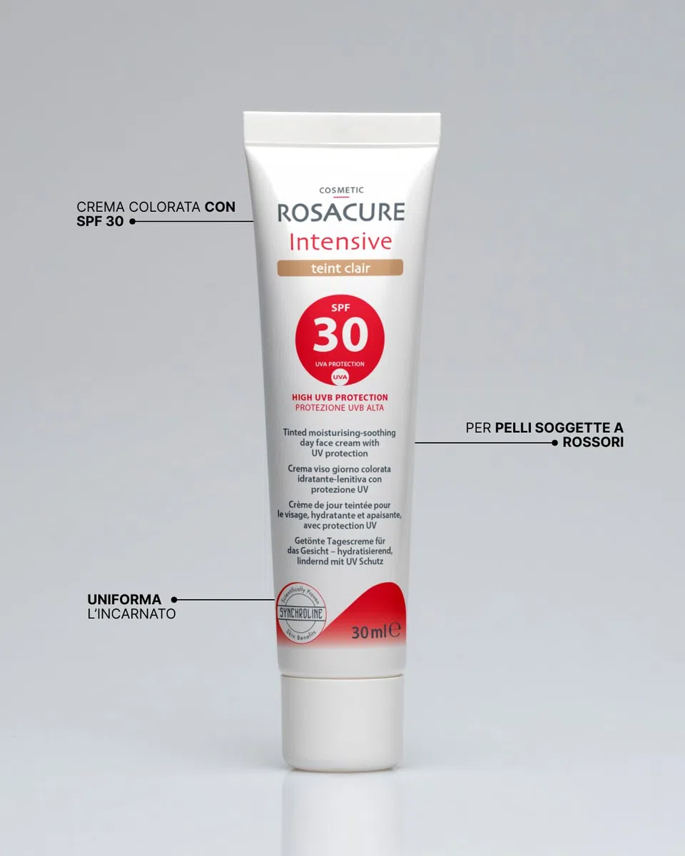 Synchroline - Rosacure Intensive Teint Spf 30 – Crema Viso Colorata Anti-Rossori Effetto Lenitivo 30 Ml, Made In Italy