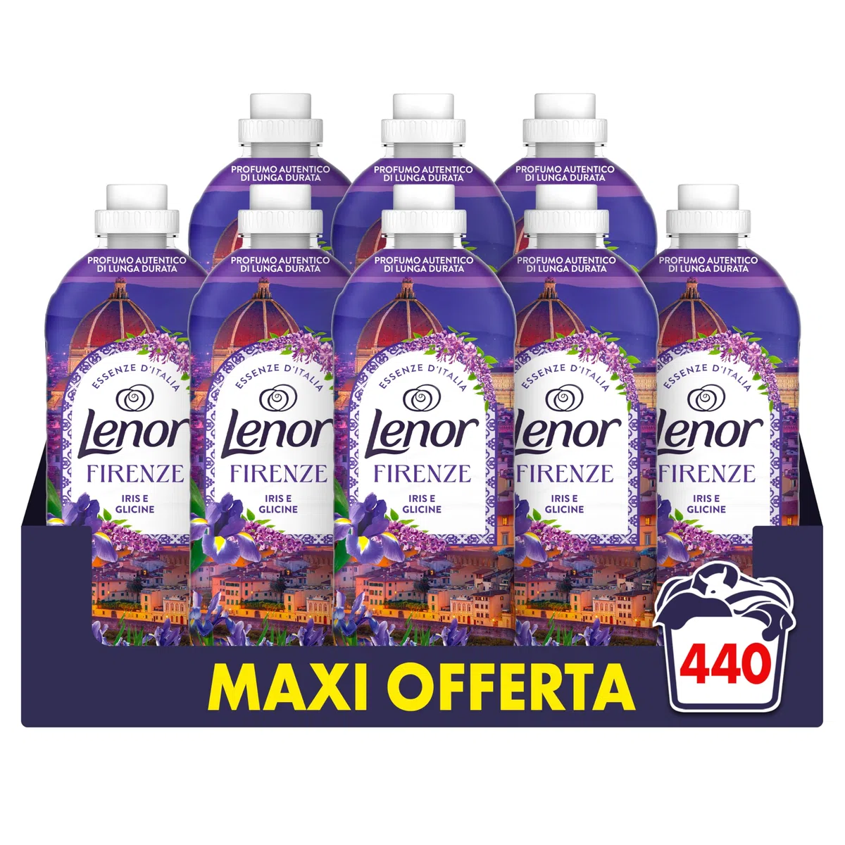 Lenor Ammorbidente Lavatrice Concentrato Essenze d’Italia, 440 Lavaggi (8x55), Firenze, Note Di Iris e Glicine, Profumo autentico di lunga durata