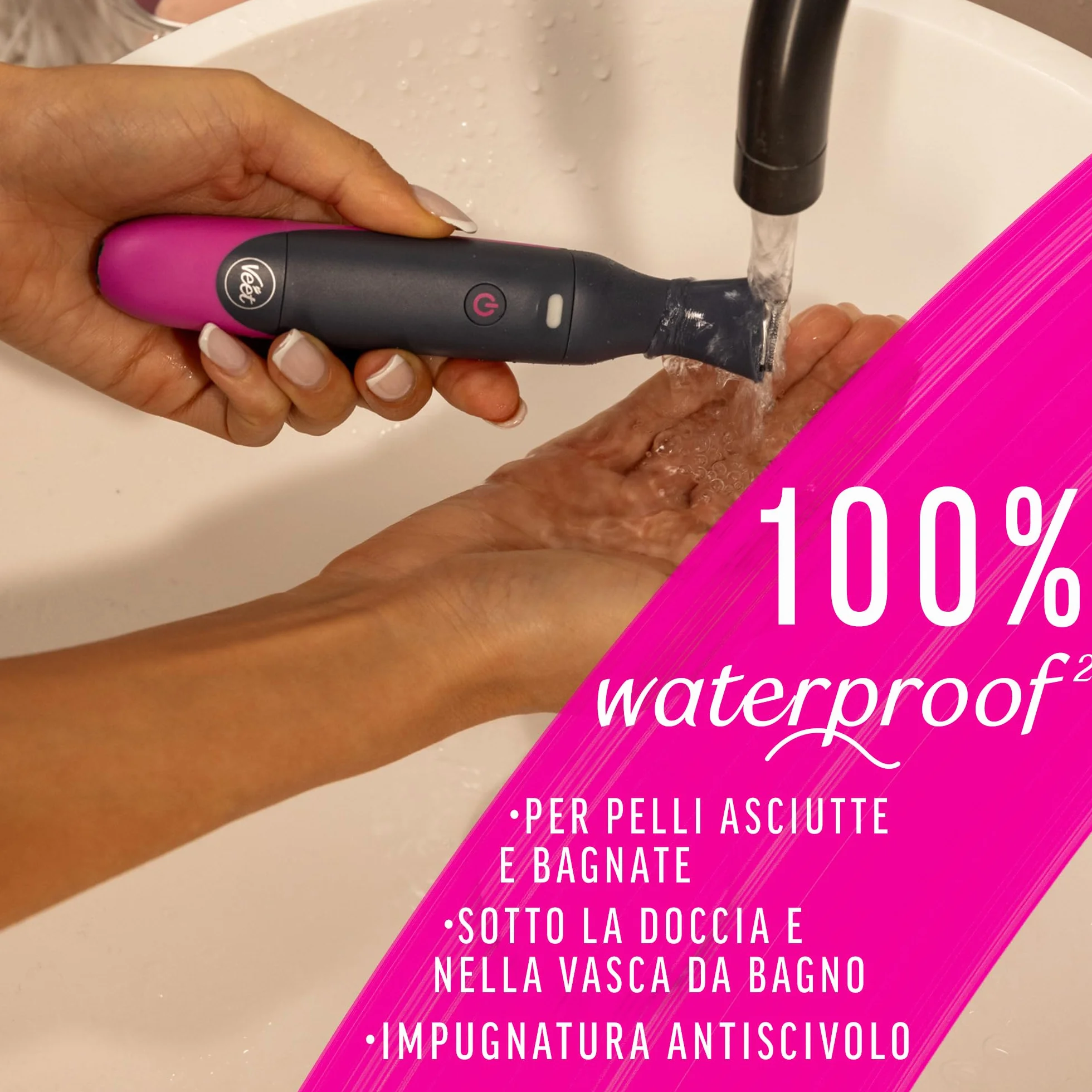 Veet Expert All-In-One Trimmer, Rasoio elettrico donna, Viso e parti intime, 100% waterproof, 2 testine e 3 pettini, Rasatura ad alta precisione, Cordless + Strisce Depilatorie viso Pelli Sensibili