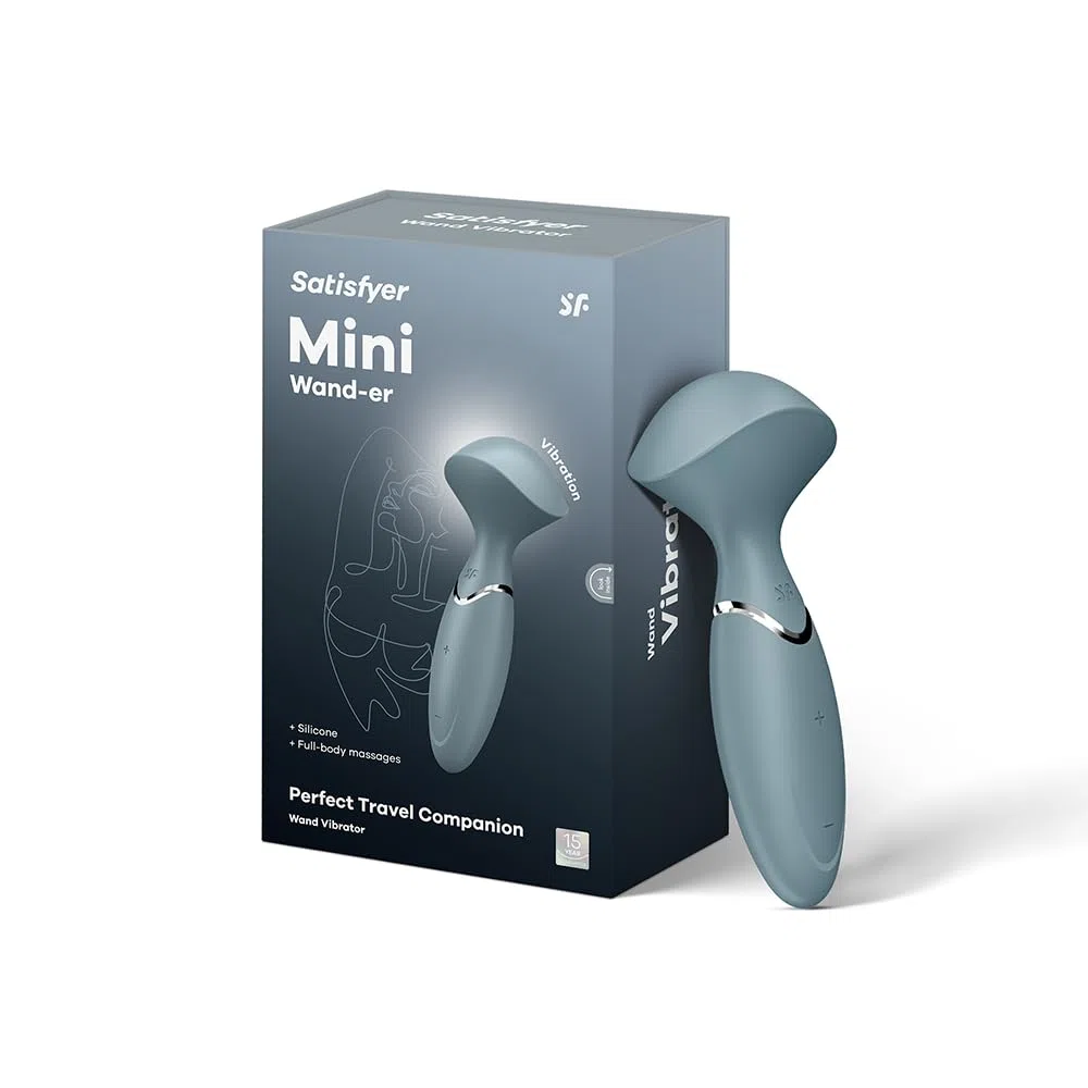 Satisfyer Mini Wand-er Massager Vibratore | 12 Programmi di Vibrazione | Impermeabile (IPX7) | Silicone medicale | Sex Toys per Massaggi erotici | Sex Toy per Donne | Grigio