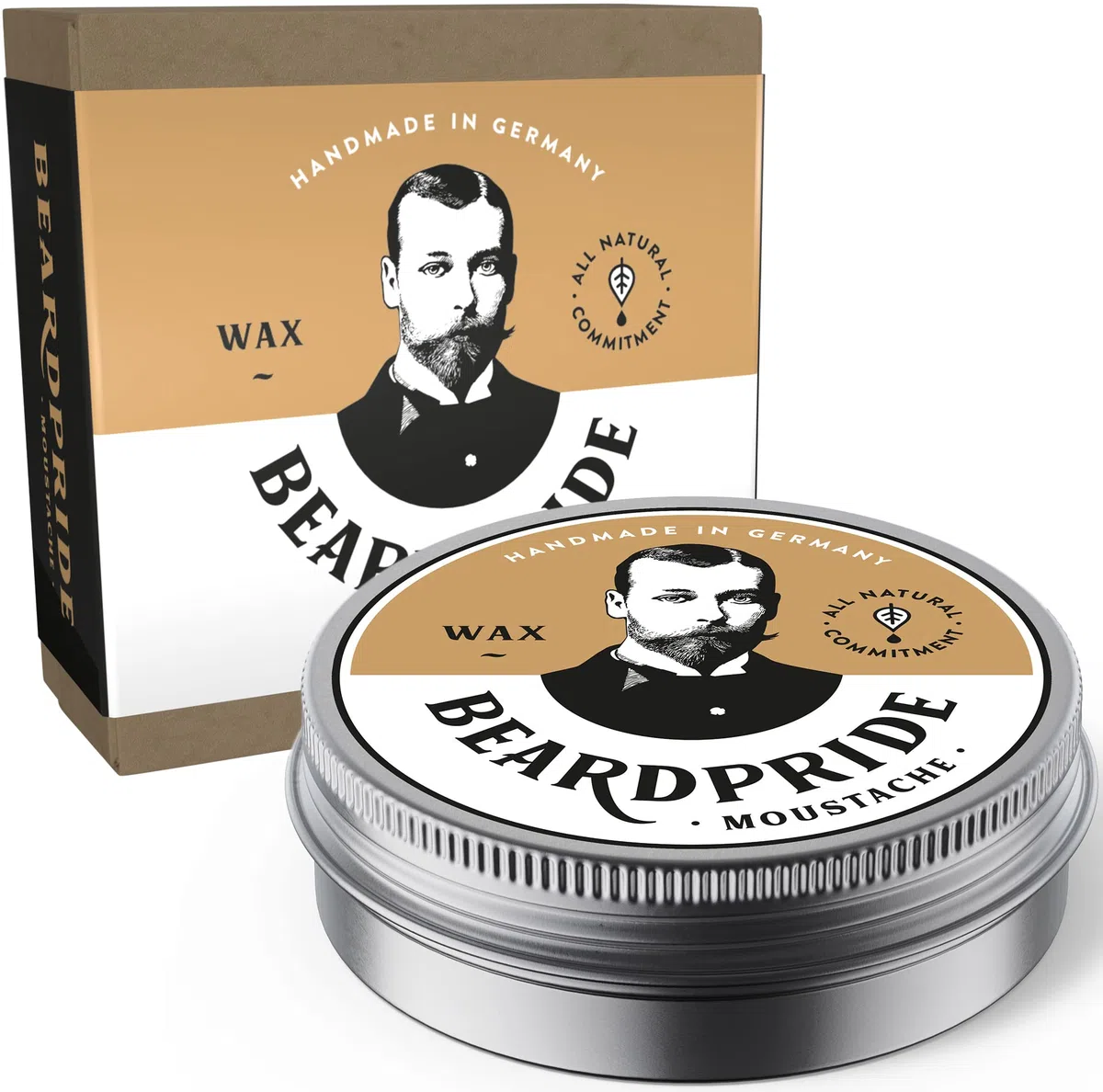 BEARDPRIDE Cera per barba uomo - Traditional - La cera per barba originale per modellare i baffi - Cera per barba a base di cera d'api - Cera per barba - Regalo per uomini - 55g