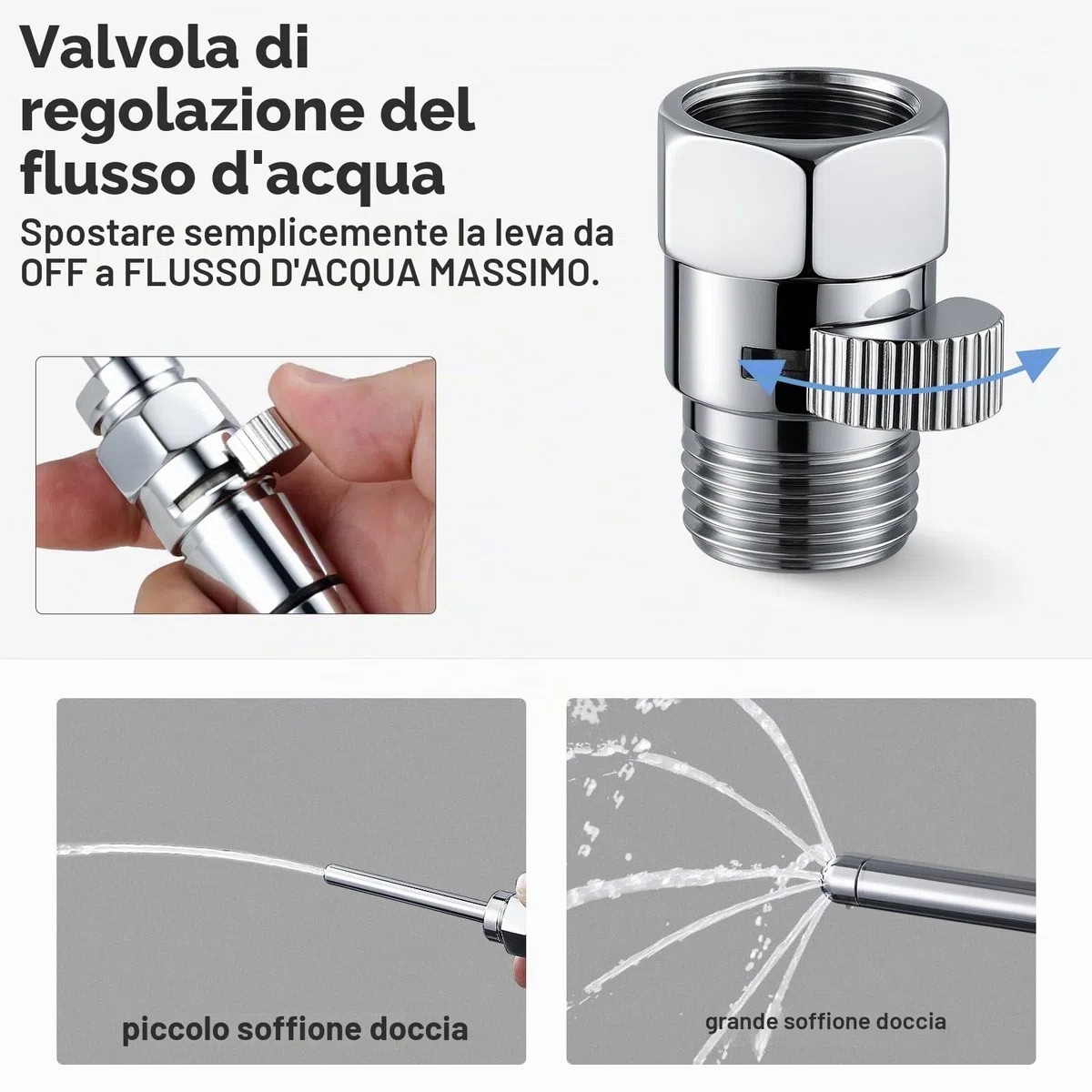 Set soffione doccia in metallo per lavaggio intestinale con regolatore di flusso, unisex, per la cura intima, per uomini e donne, inclusa borsa in velluto come accessorio doccia