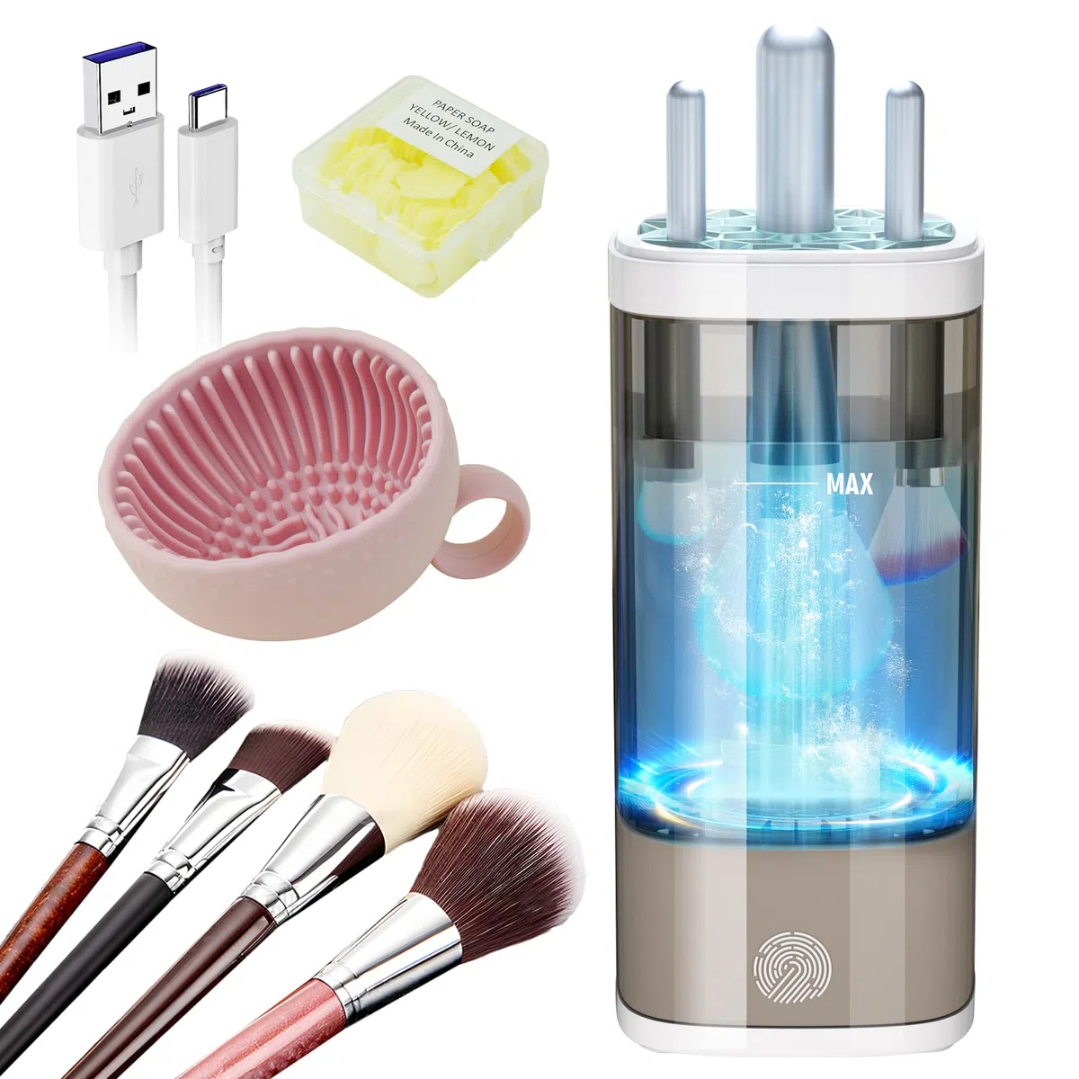 Detergente per pennelli elettrico. Più potenti prestazioni di pulizia – lampada UV medica + 7000 giri/min. Dispositivo per la pulizia dei pennelli. Design perfetto. Compatibile con tutte le