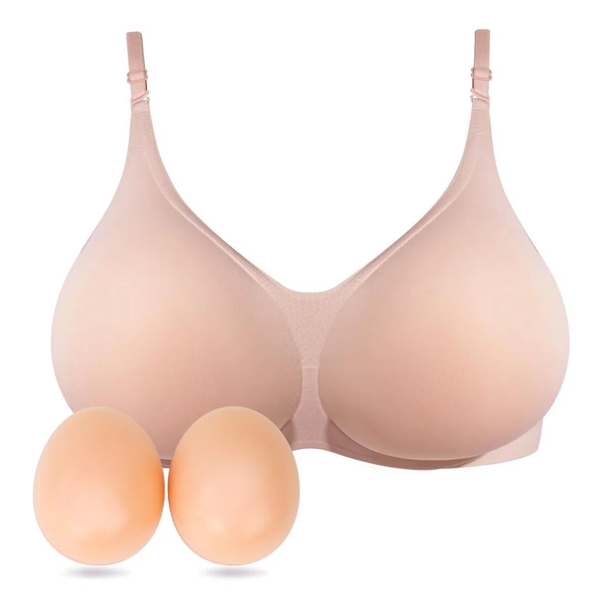Lervanla Silicone Breast Form for Crossdressers Fake Breasts Wireless Mastectomy Bra with Pockets for Breast Enhancers