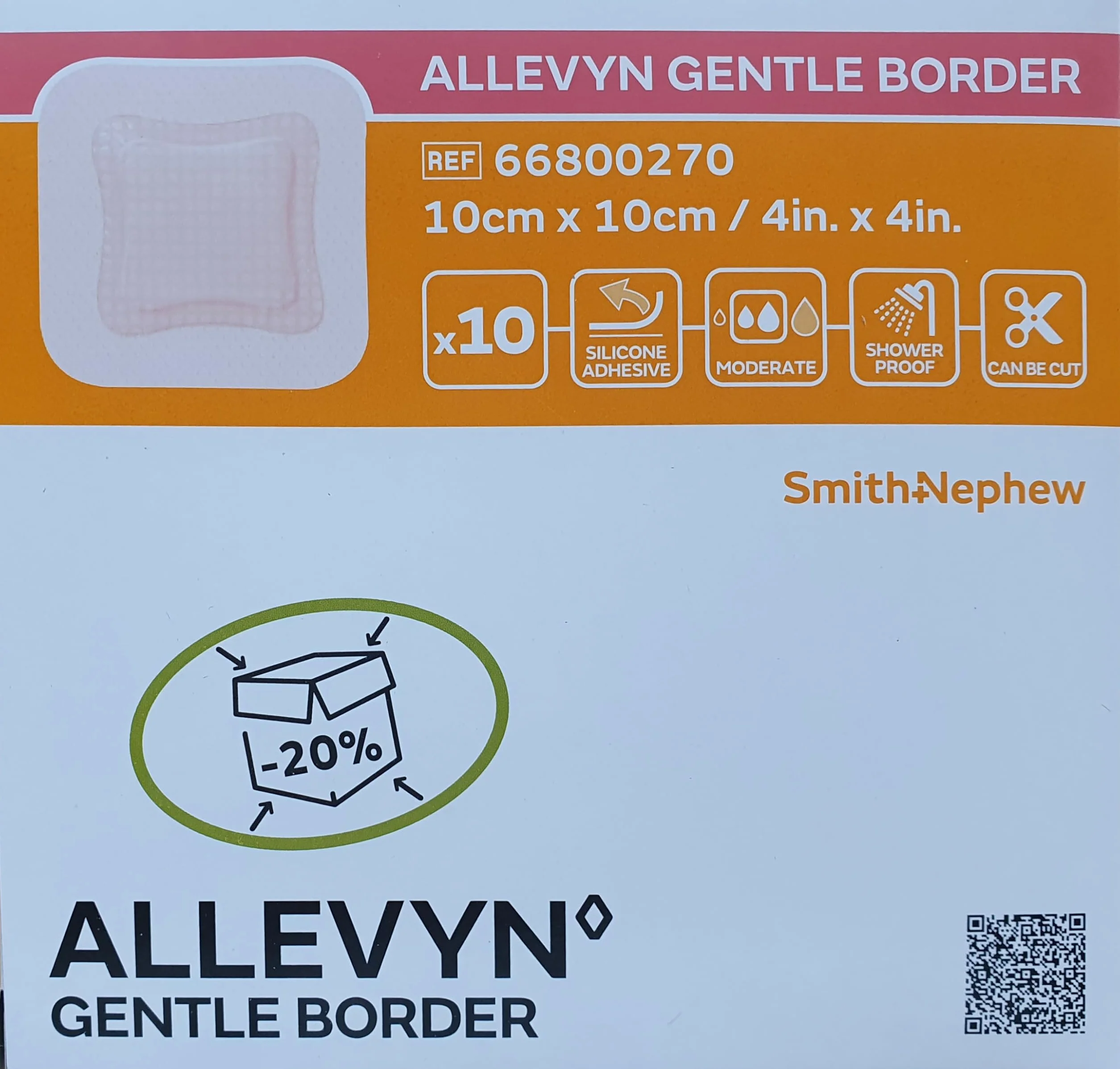 Allevyn, Gentle Border, 66800270, 10 Cerotti adesivi in schiuma, 10 cm x 10 cm x 10 cm