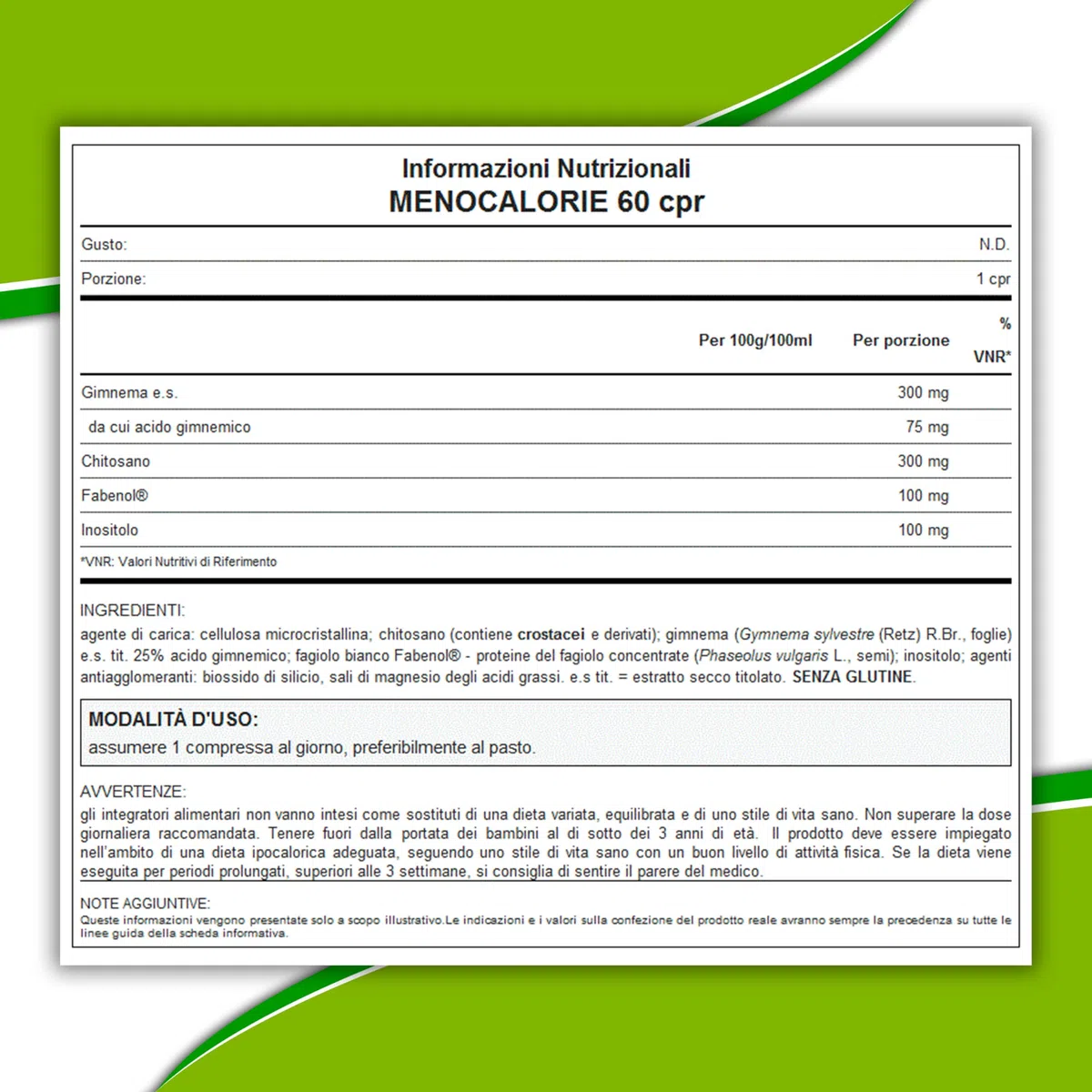 WHY NATURE MENOCALORIE - Integratori Alimentari Drenante - Integratore con Gymnema Sylvestre e Chitosano - Controllo della Glicemia e del Peso Corporeo - Senza Glutine - 60 cpr