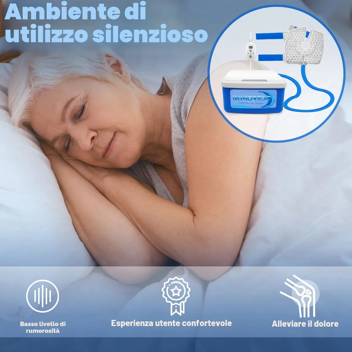 Inmoredo Macchina per terapia del freddo per sostituzione del ginocchio con timer programmabile, sistema di sollievo dal dolore per crioterapia per lesioni sportive, dolori articolari al ginocchio