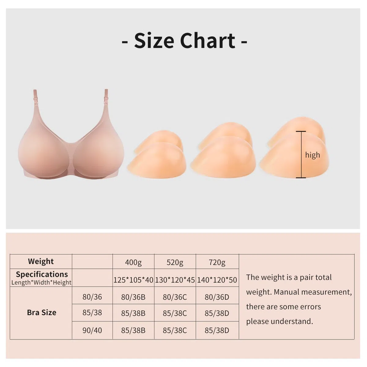 Lervanla Silicone Breast Form for Crossdressers Fake Breasts Wireless Mastectomy Bra with Pockets for Breast Enhancers