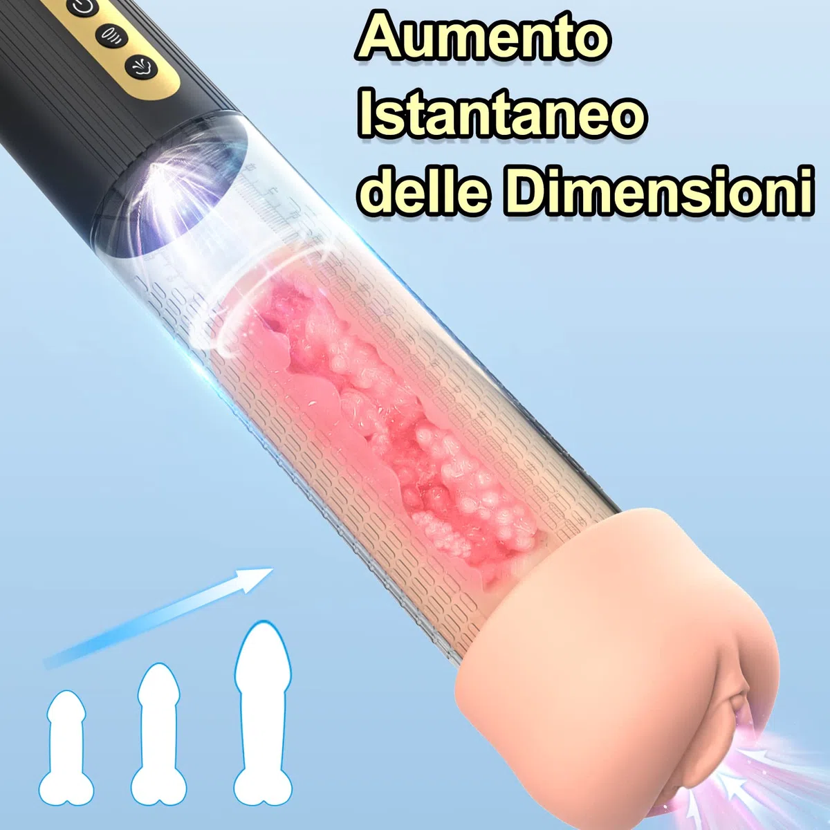Pompa Pene Elettrica per Ingrandimento - con 4 Modalità di Aspirazione e Masturbtore per Uomo Realistici, Sex Toys per Pompino