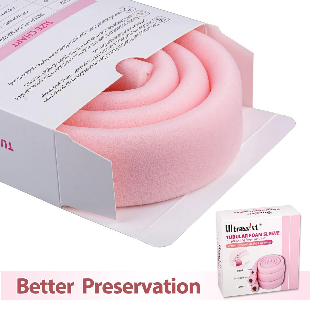 Ultrassist Tubo per dita dei piedi, manica per proteggere dita e dita dei piedi, grande