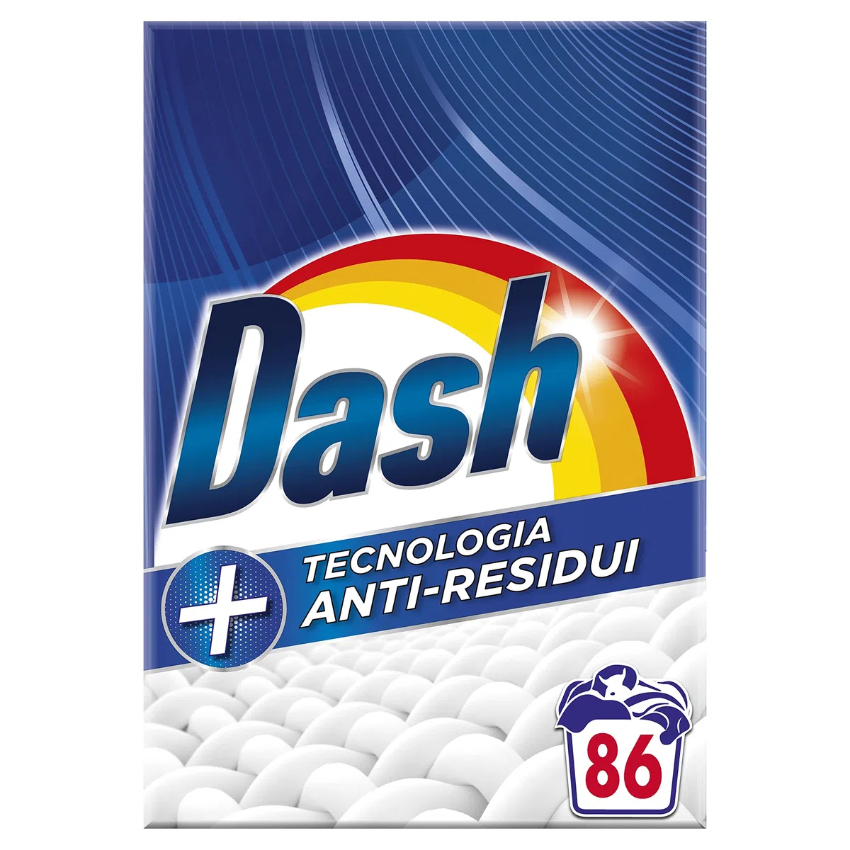 Dash Detersivo Lavatrice In Polvere, 86 Lavaggi, Tecnologia Anti-Residui, Rimuove Le Macchie, Efficace Anche A Freddo E In Cicli Brevi