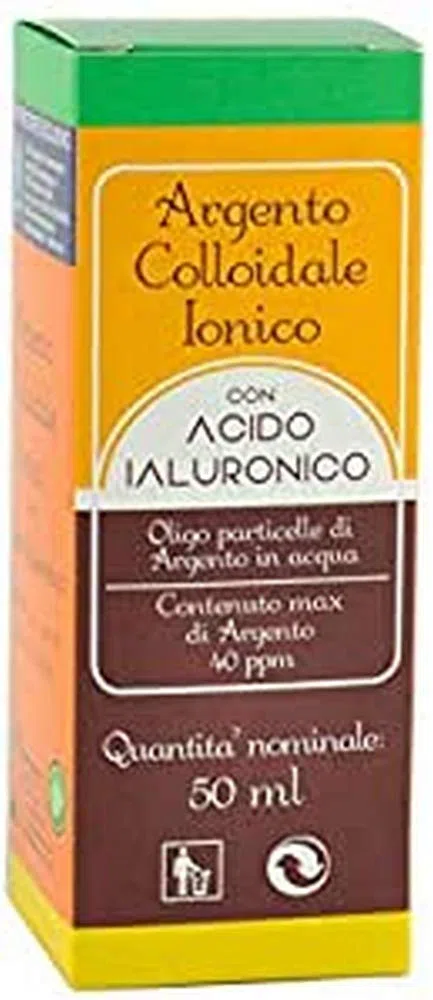SEB - Argento colloidale ionico con acido ialuronico - 40 ppm - 50 ml - Erogatori Spray cutaneo, nasale, gola e contagocce