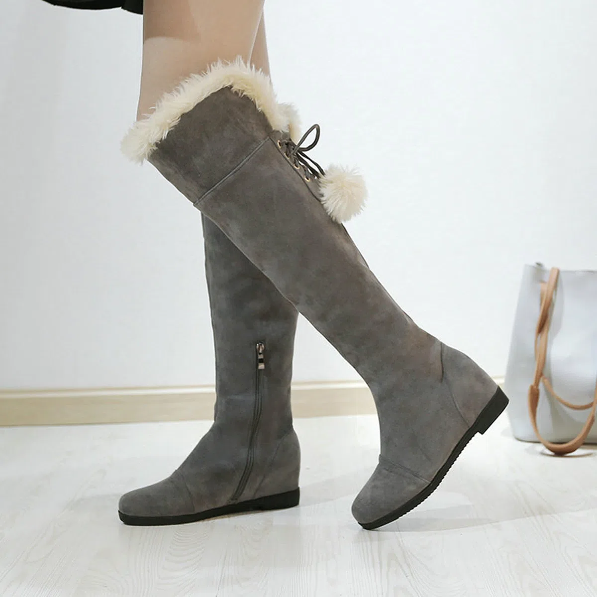 Stivali Invernali High-Top Over-The-Knee Flat-Soled Caldo e Ispessito delle Donne
