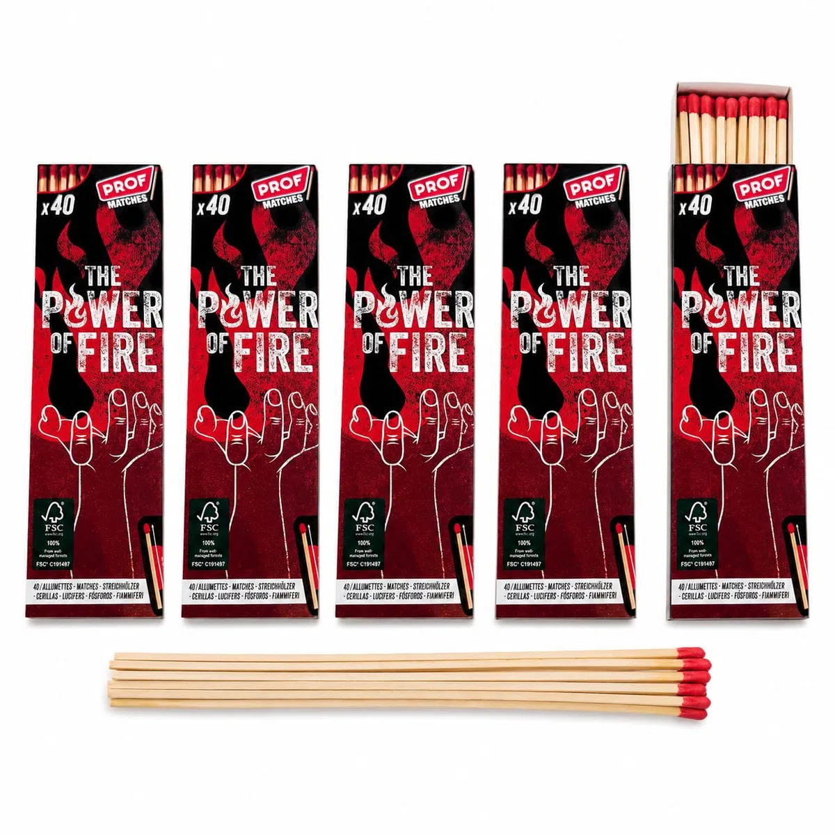 jameitop Confezione da 5 fiammiferi XXL – 20 cm extra lunghi di alta qualità, 200 pezzi per set, ideali per campeggio, barbecue, avventure all'aperto, sopravvivenza, emergenze e progetti fai da te