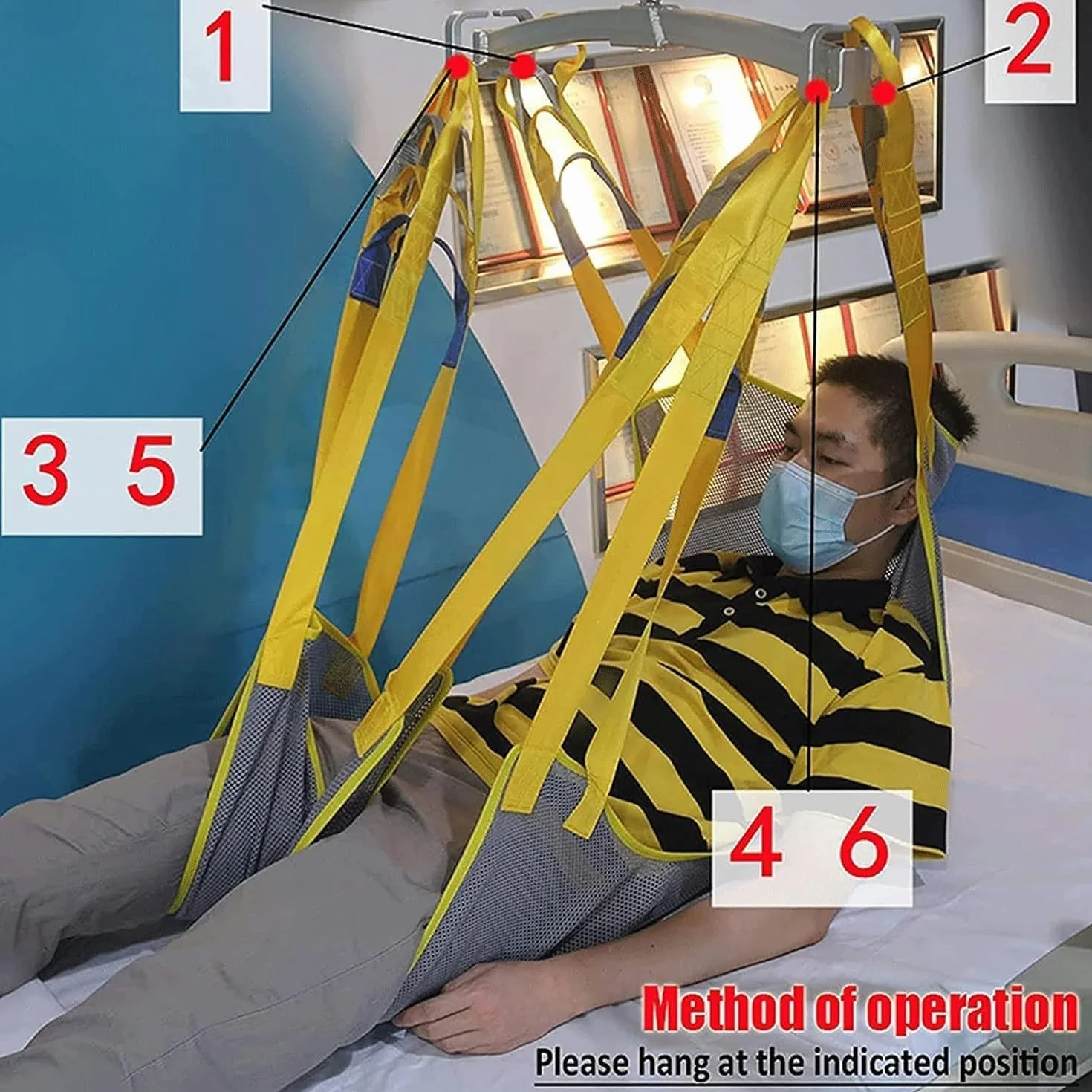 Imbracatura per Sollevatore Disabili, Imbracatura for il sollevamento del paziente con rete universale, imbracatura for la doccia con gambe divise for ospedali, case e case di cura