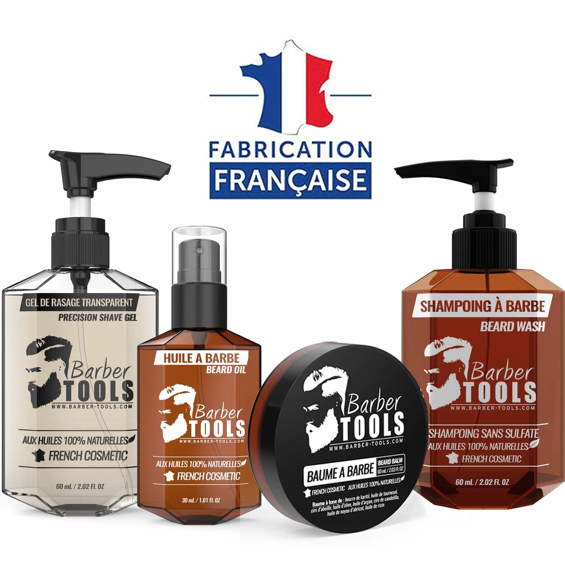 Kit/Set/Cofanetto per la cura della barba e della rasatura. Con Barber Care | Cosmetici Prodotto in Francia ✮ BARBER TOOLS ✮