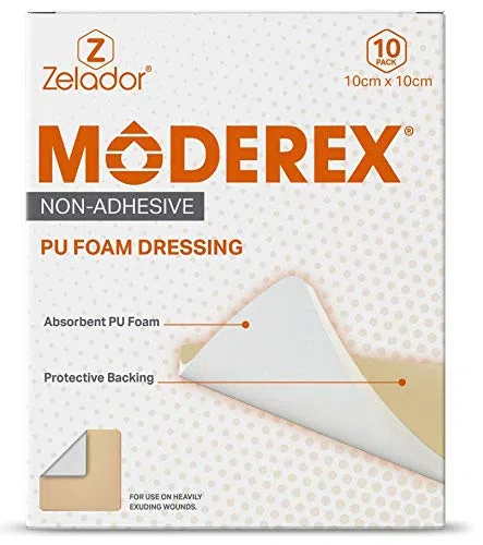 Medicazione in schiuma PU, non adesiva per ferite da moderatamente a fortemente essudanti 10x10cm