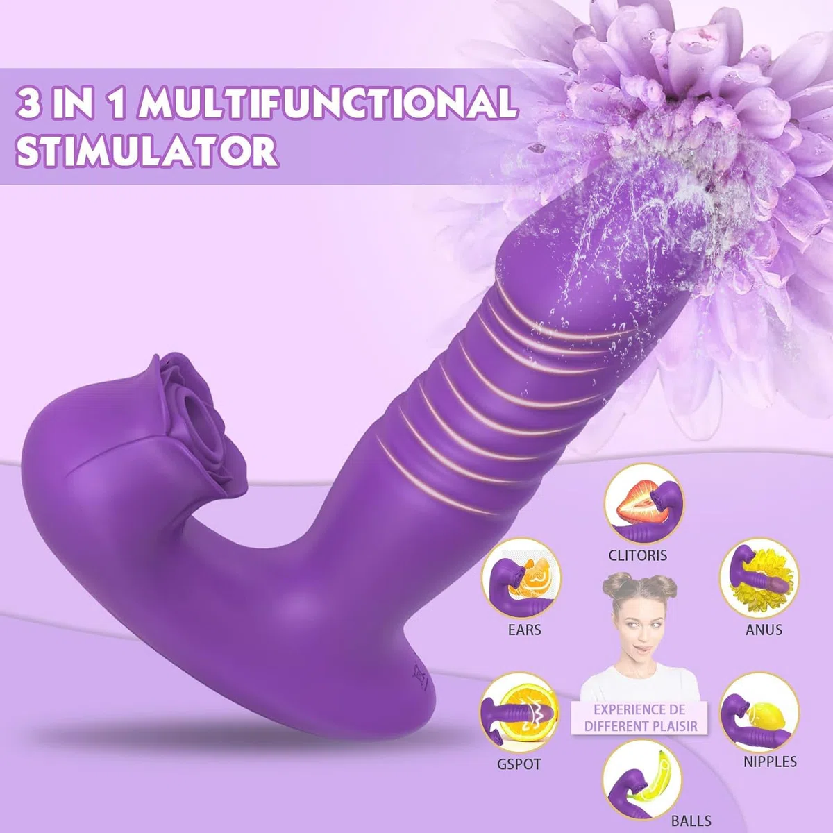 Vibratoreper donna Professionale com Telecomando,Vibratoreper wireless Sexytoysysdonna,Succhia Clotoride per donna Stimolatore per clitoride 10 * 10 modalità Impermeabile USB (Viola)
