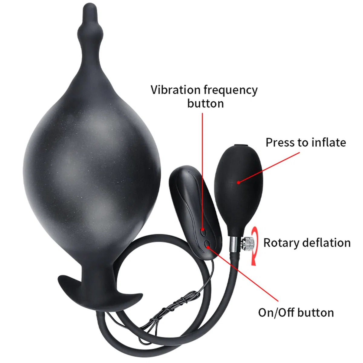 AMAZBEE Plug Anale Vibratore Gonfiabile in Silicone con Pompa 12 modelli di Vibrazione Masturbatore Femminile Perline Anali Diffusore Anale SM Giocattoli Sessuali per Donne Uomini Coppie