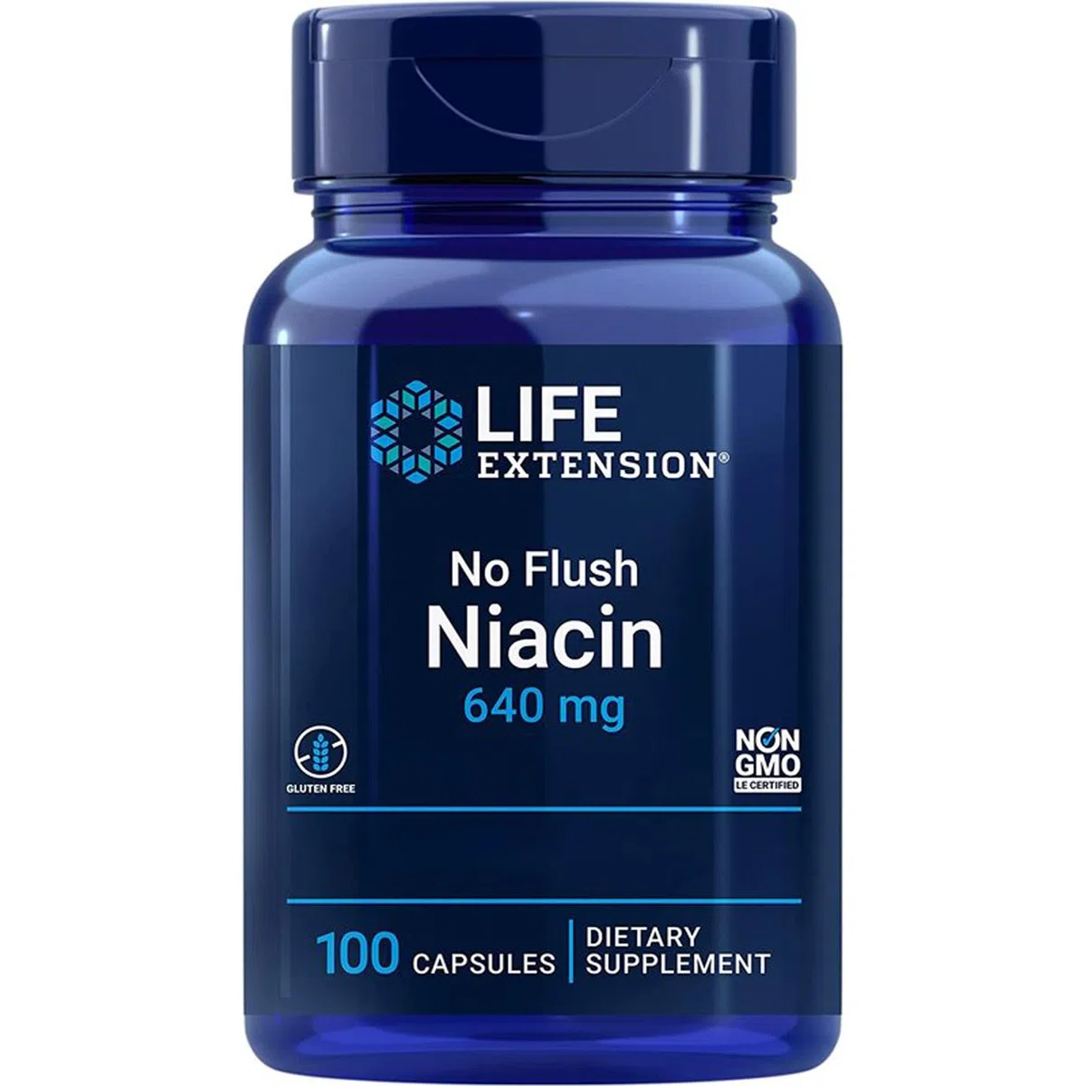Life Extension, No-Flush Niacin (Vitamina B3 senza Sciacquo), Altamente Dosato, 100 Capsule, Testate in Laboratorio, Senza Glutine, Senza Soia, Non OGM