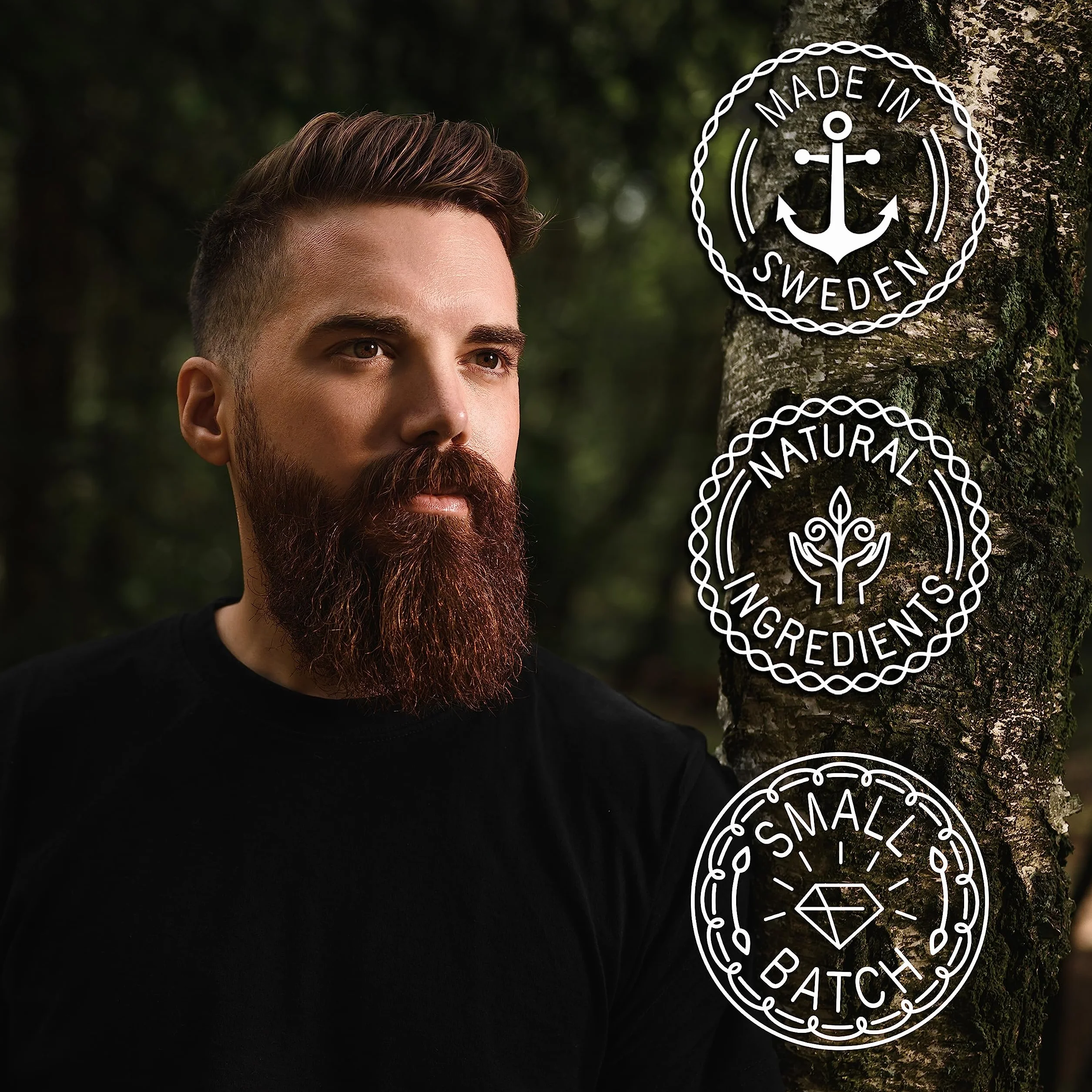 Mr Bear Family Balsamo barba uomo - Woodland- Balsamo per barba nutriente - Balsamo crescita barba con burro di karité, olio di jojoba e cera d'api - Cera per baffi Modellante - Beard Balm 60ml