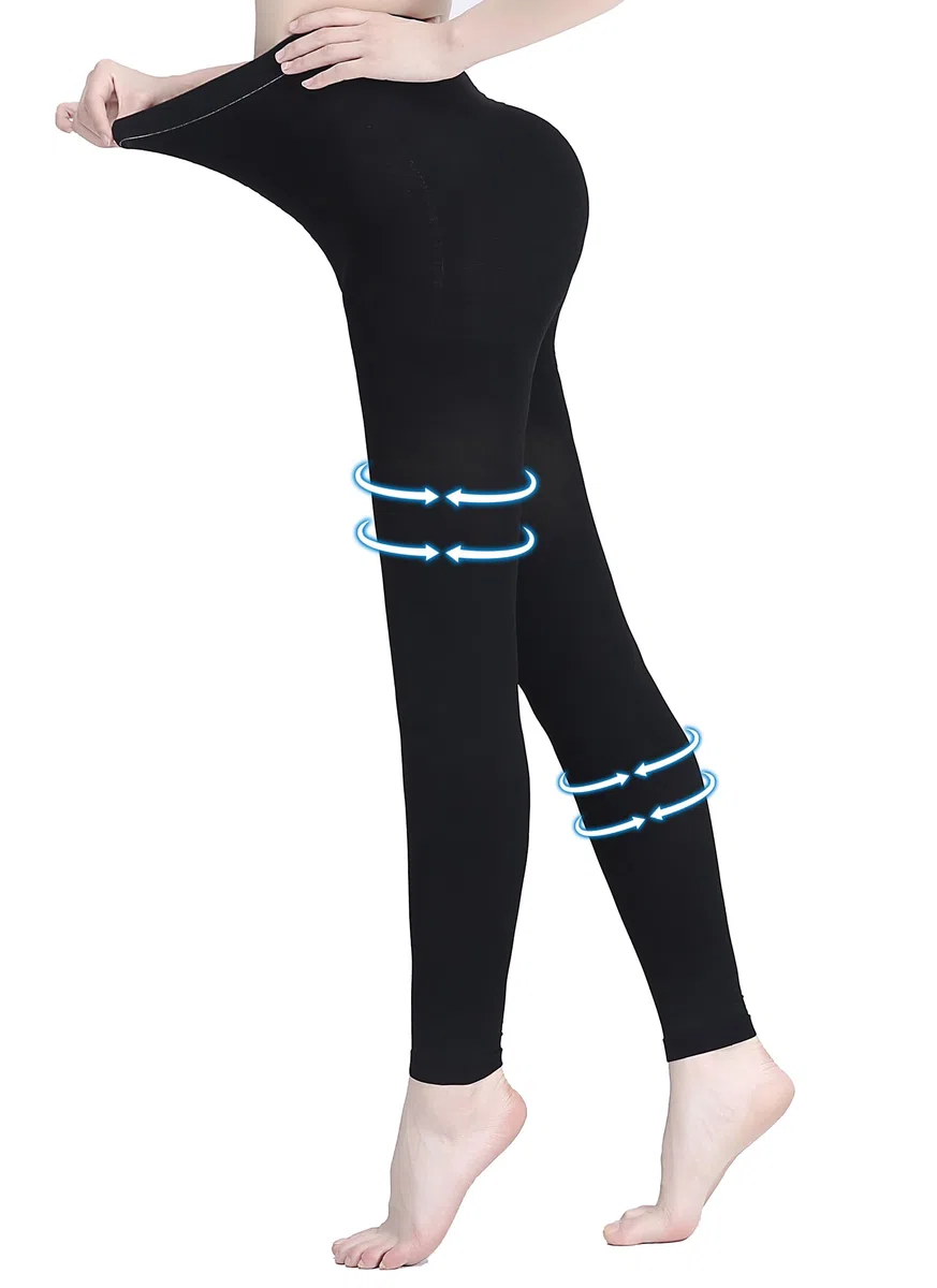 AMZAM Collant a compressione, unisex, punta aperta, 15-20 mmHg, calze a compressione graduata, opachi
