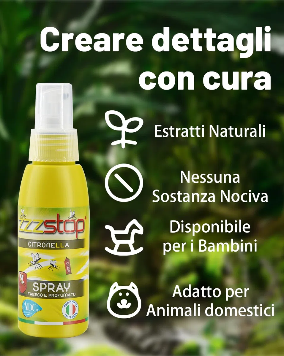 Citronella Spray Zanzare,6 Confezioni da 100 ml,Made IN ITALY Spray Antizanzare,Aggiunta Essenza Naturale Antizanzare Spray Antizanzare Bambini,Spray Zanzare Esterno per Giardino, Viaggio