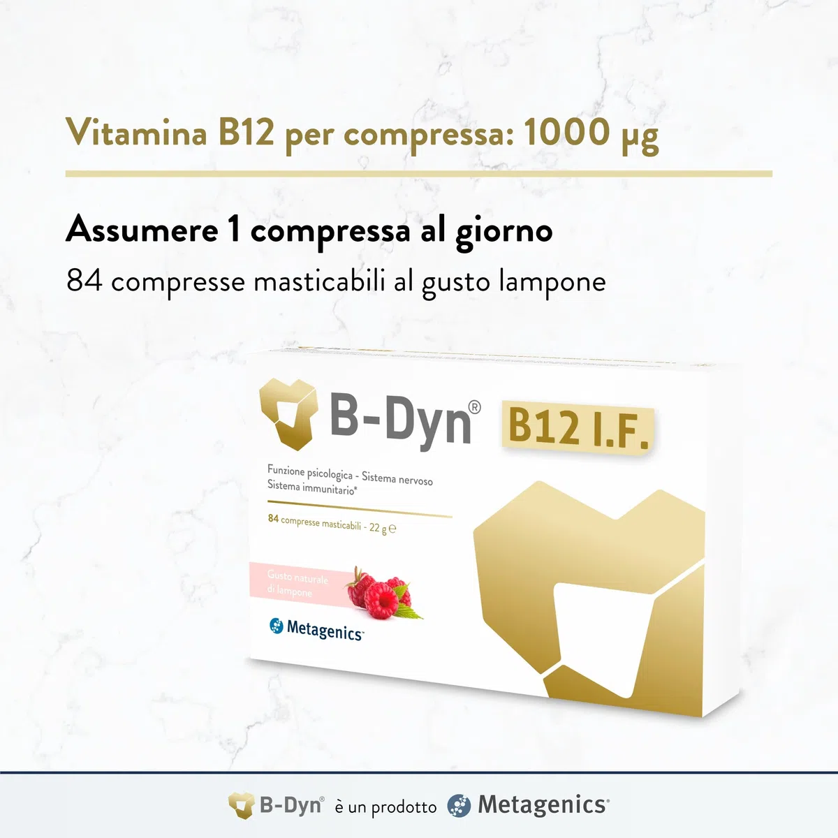 Metagenics B-Dyn B12 I.F. - Funzione Psicologica - Sistema Nervoso - Energia - 84 Compresse Masticabili