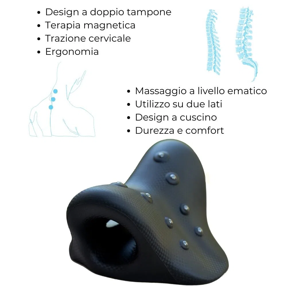 Dispositivo di Trazione Cervicale con 8 Punti Magnetici | Cuscino Chiropratico per Alleviare il Dolore a Collo e Spalle | Correttore di Postura | Rilassante e Portatile | Neck Cloud