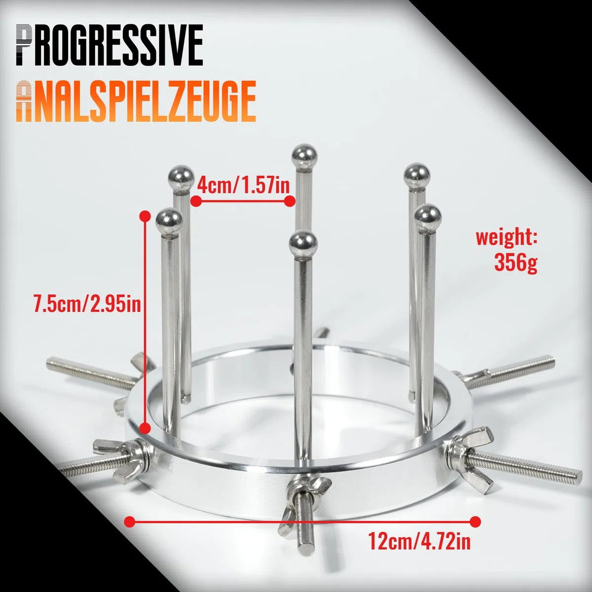 AMAZBEE Espansore anale in metallo 6 viti in acciaio inox espansore anale divaricatore di labbra Dimensioni regolabili dilatatore estensore pene buttplug SM sex toys per uomini donne coppie spina