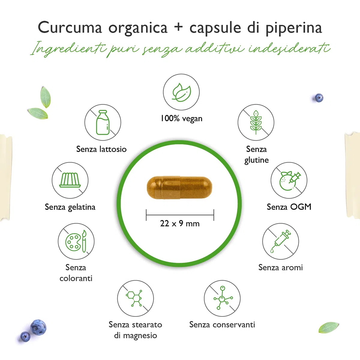 Vit4ever Bio Curcuma - 365 capsule vegane - 4560 mg (curcuma biologica + pepe nero) per dose giornaliera - Con curcumina e piperina - Altamente dosato - Vegan