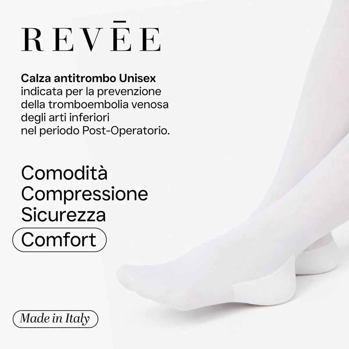 REVÉE Calze Autoreggenti Unisex a Compressione Graduata, Calze Antitrombo Post-Operatorie mirata alla coscia, con Foro d’Ispezione, Elastiche e Compressive