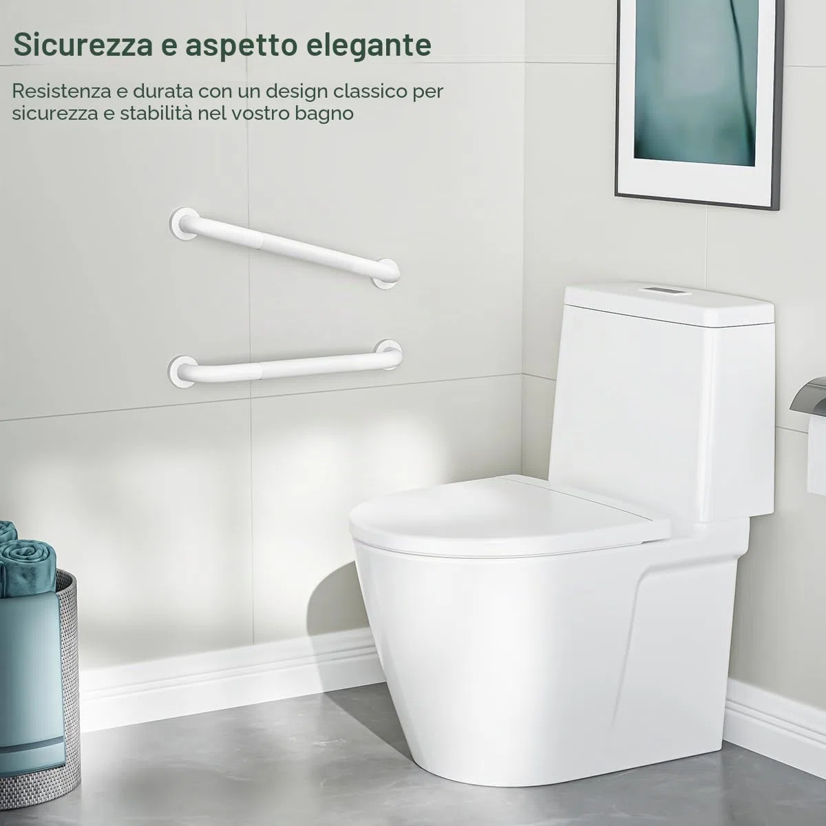 FANHAO 2 Pezzi Maniglione Bagno, 41 cm Maniglione Doccia SUS304 Acciaio Inossidabile, Antiscivolo, barra di sostegno per parete della vasca per Disabili Anziani Gravida Bambini