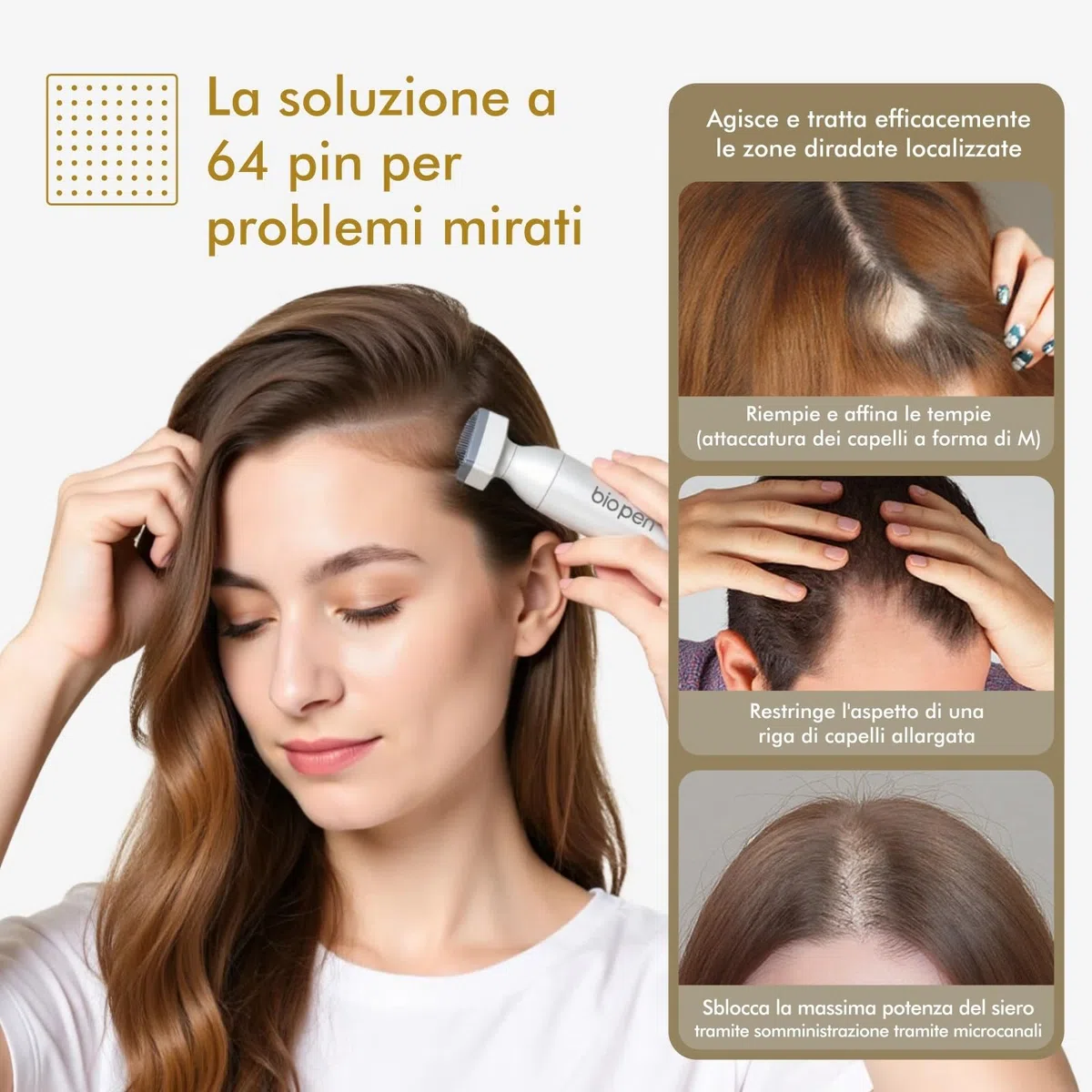 Derma Stamp, Dermastamp Regolabile 0-3mm 120 Titanio Aghi + 64 Titanio Aghi Professionale, per la Crescita dei Capelli, Barba, Viso, Corpo, Viso, Uomo e Donna