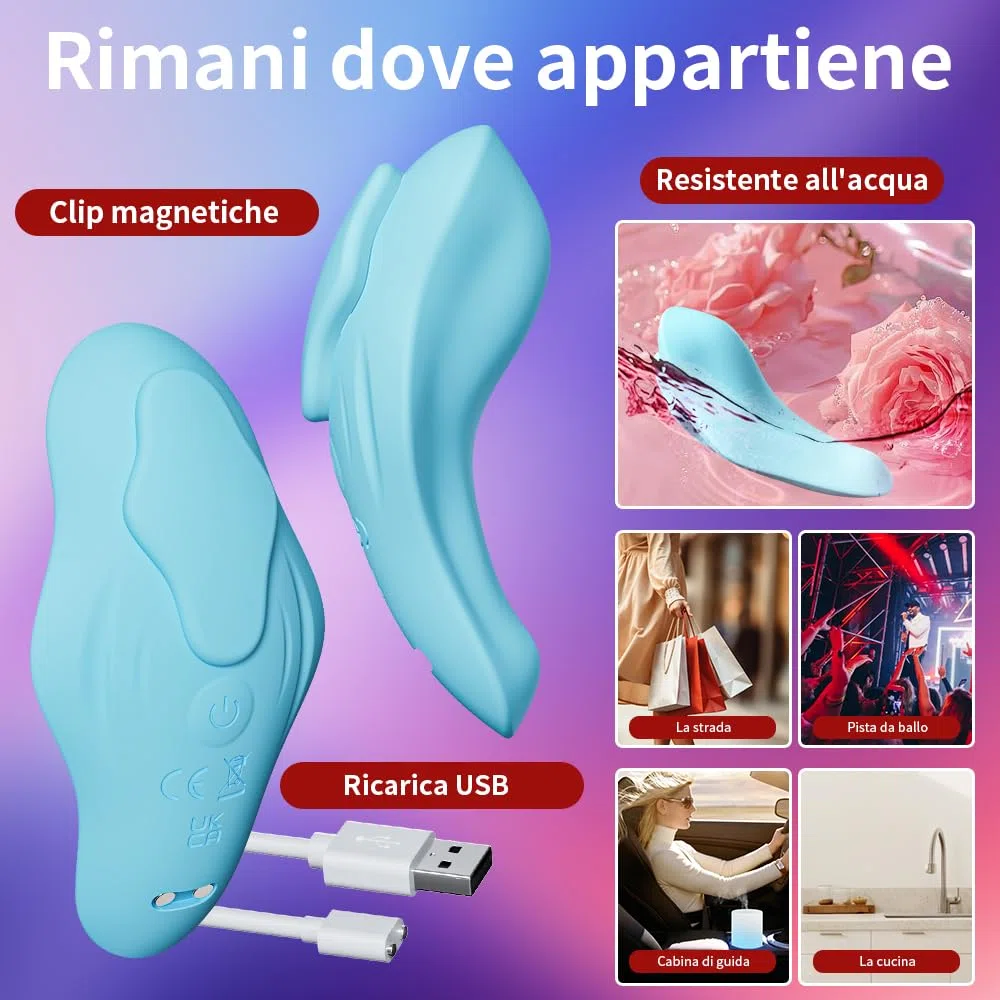 Vibratore Indossabile per Donna con Telecomando, 10 Modalità